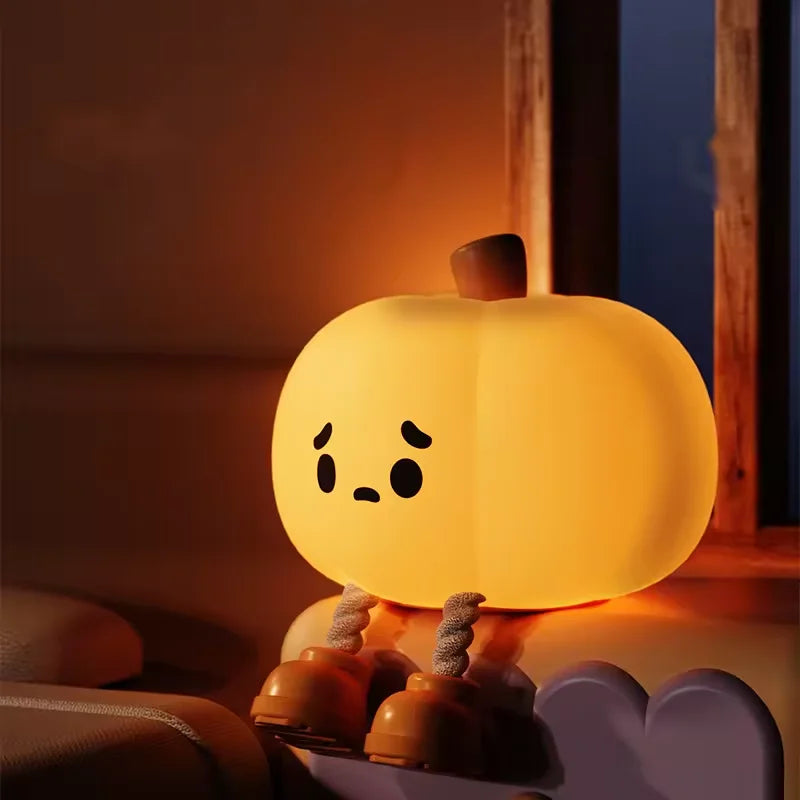 Halloween Little Pumpkin Night Light Silicone Lamp Portable USB Rechargeable Home Decoration