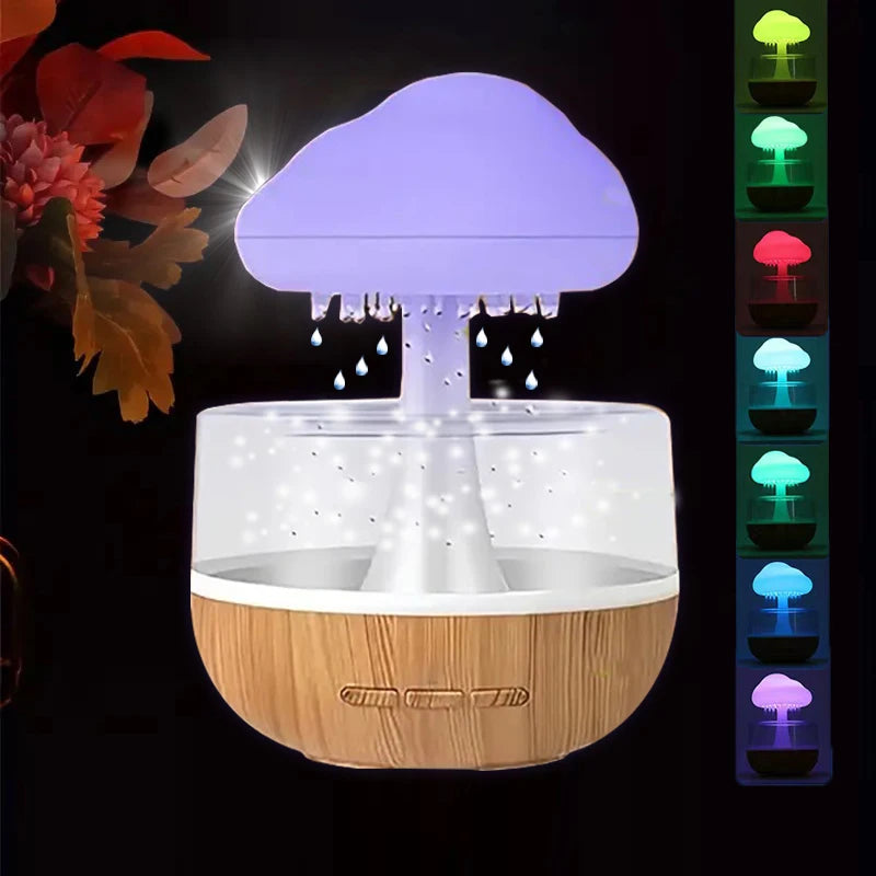 Rain cloud humidifier rain colorful mushroom cloud raindrop atmosphere lamp night light