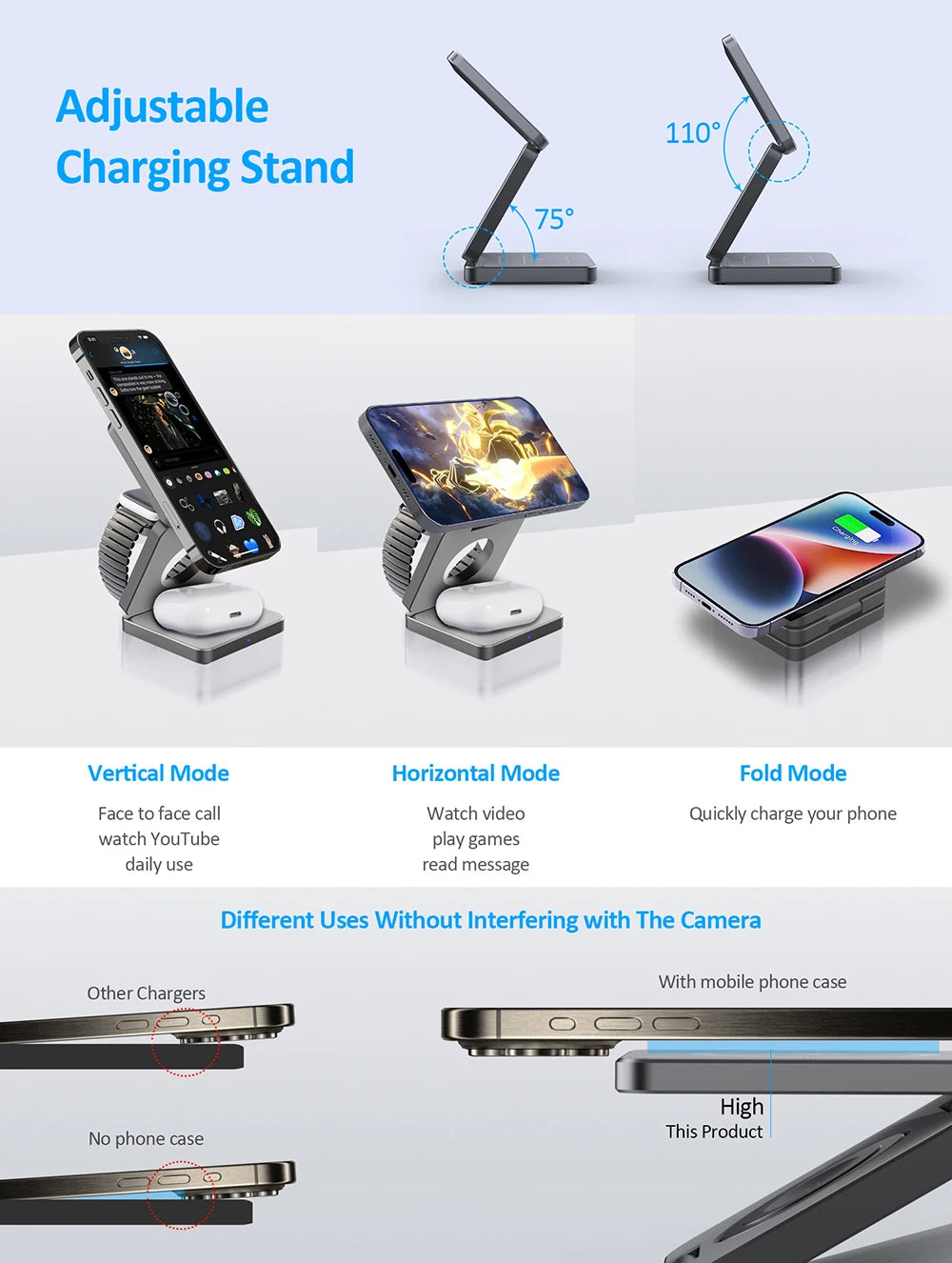 3 in 1 Foldable Magnetic Wireless Charging Station