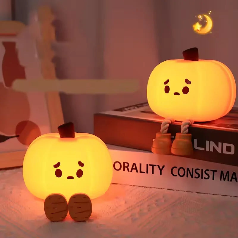 Halloween Little Pumpkin Night Light Silicone Lamp Portable USB Rechargeable Home Decoration