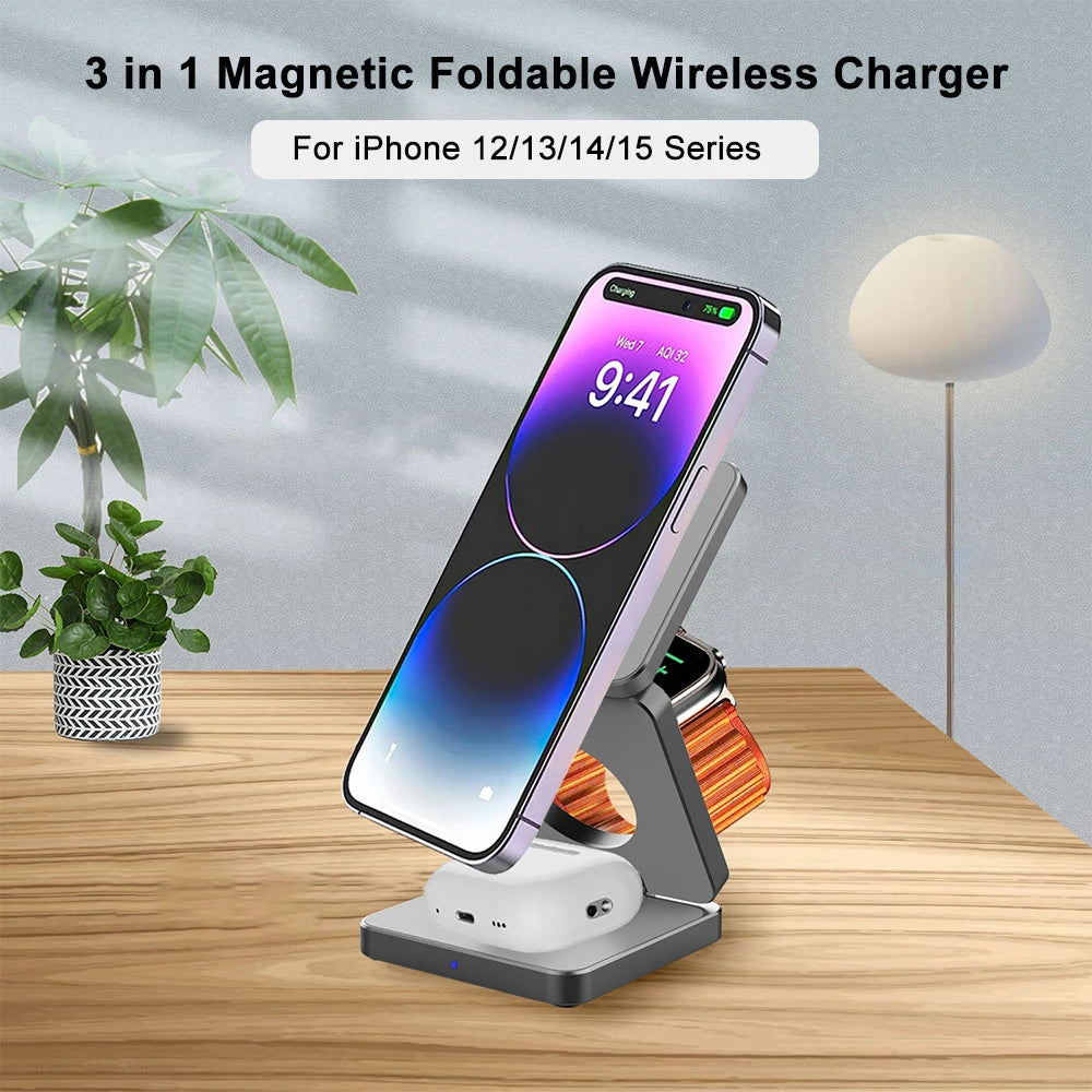 3 in 1 Foldable Magnetic Wireless Charging Station