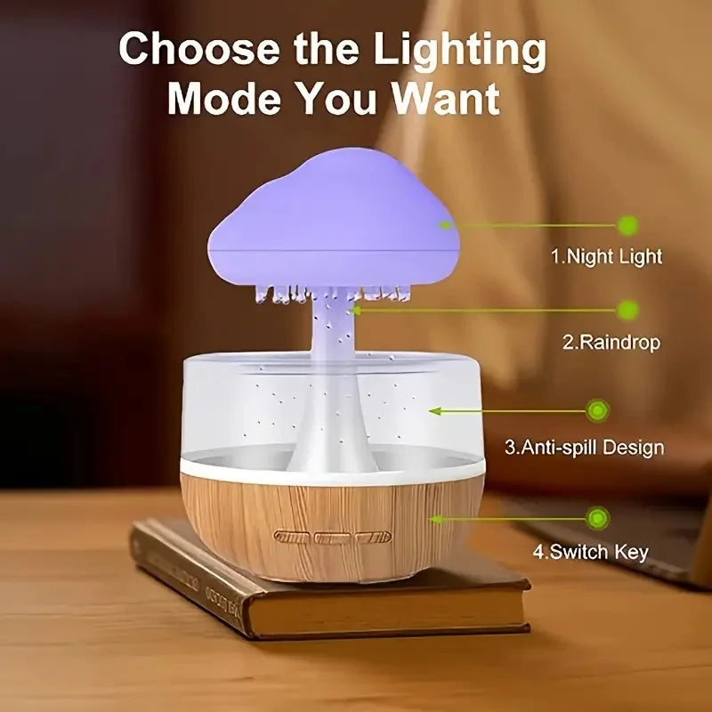 Rain cloud humidifier rain colorful mushroom cloud raindrop atmosphere lamp night light