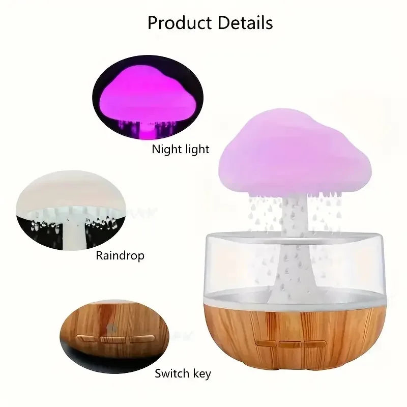 Rain cloud humidifier rain colorful mushroom cloud raindrop atmosphere lamp night light