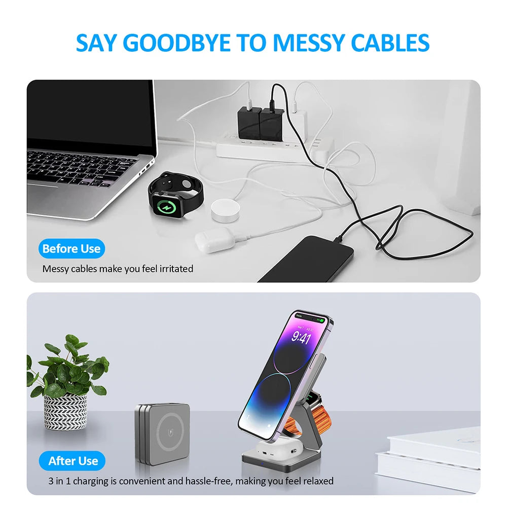 3 in 1 Foldable Magnetic Wireless Charging Station