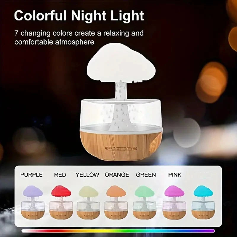 Rain cloud humidifier rain colorful mushroom cloud raindrop atmosphere lamp night light