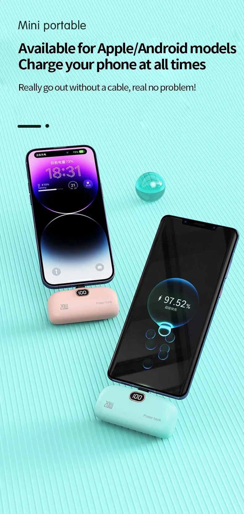 Mini Fast-Charge Wireless Capsule Power Bank