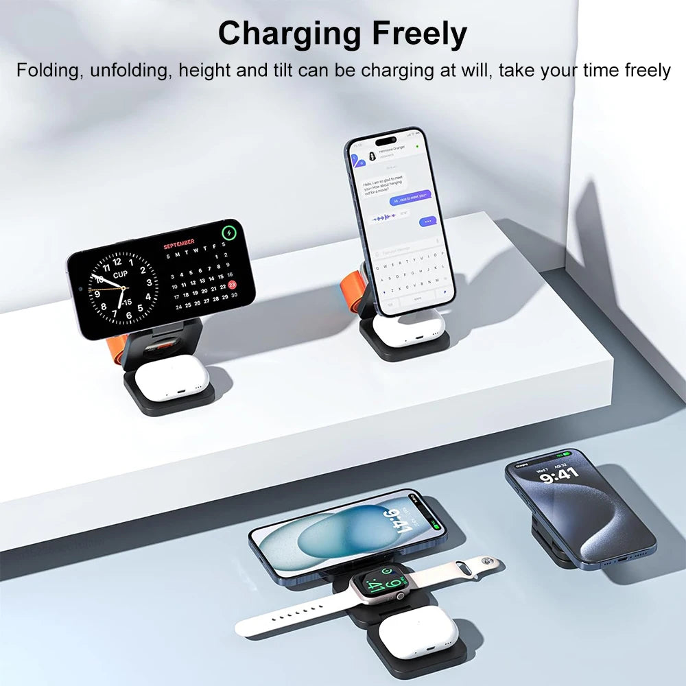 3 in 1 Foldable Magnetic Wireless Charging Station