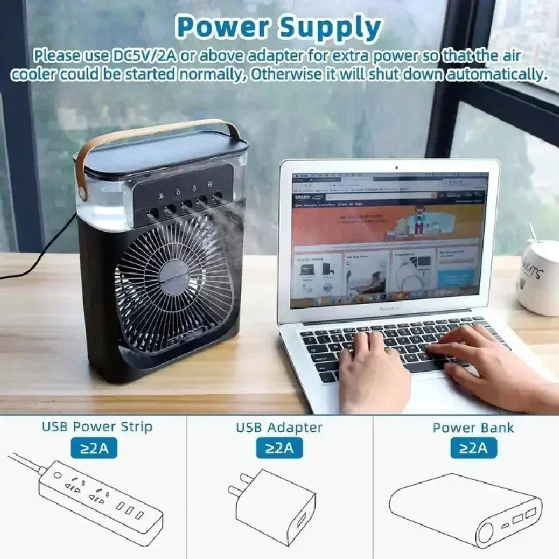 Portable Water Mist Electric Humidifier Fan