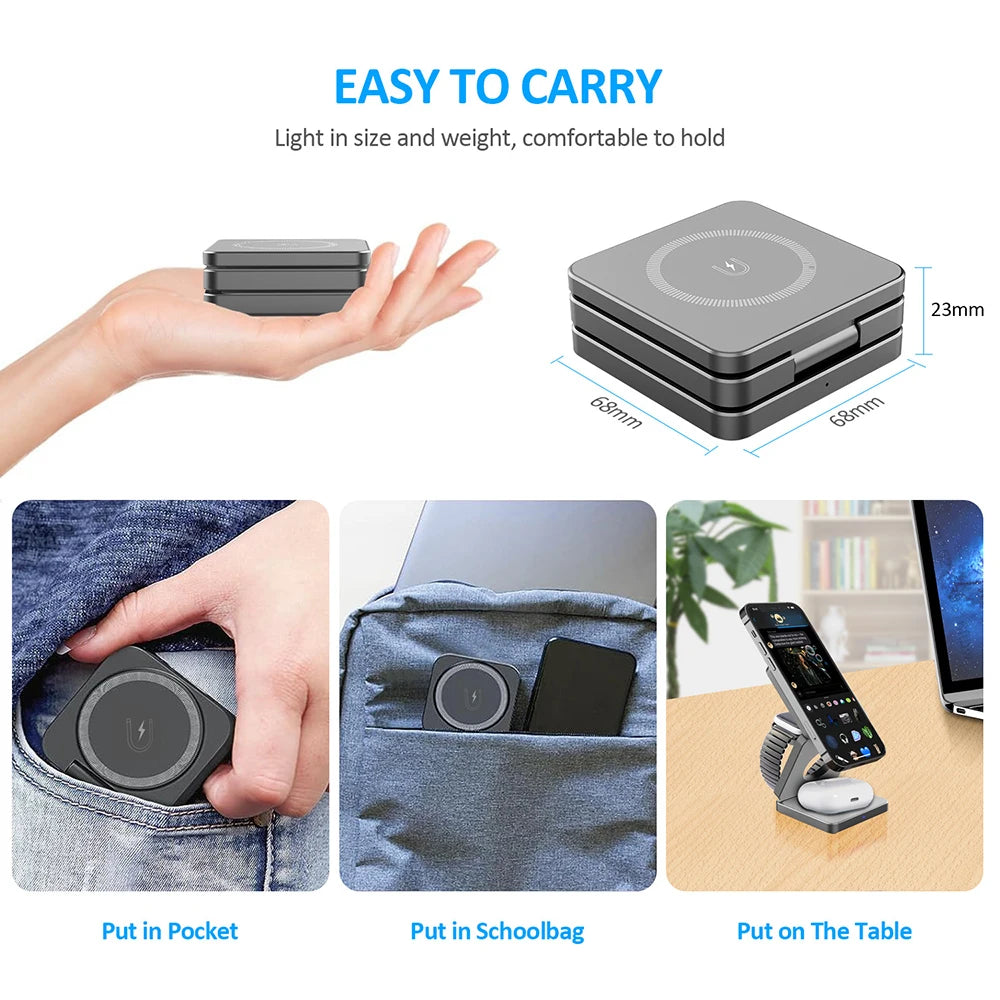 3 in 1 Foldable Magnetic Wireless Charging Station