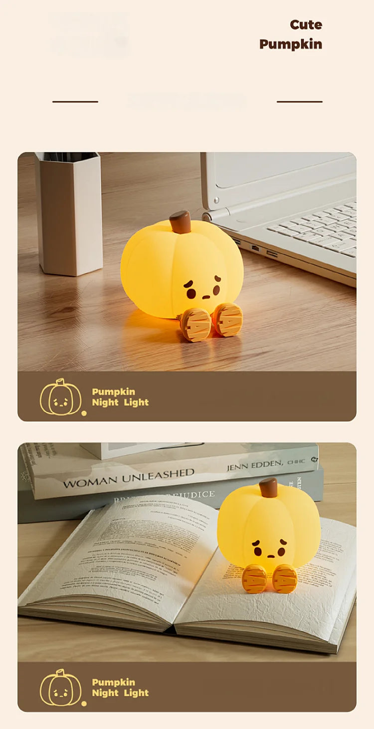 Halloween Little Pumpkin Night Light Silicone Lamp Portable USB Rechargeable Home Decoration