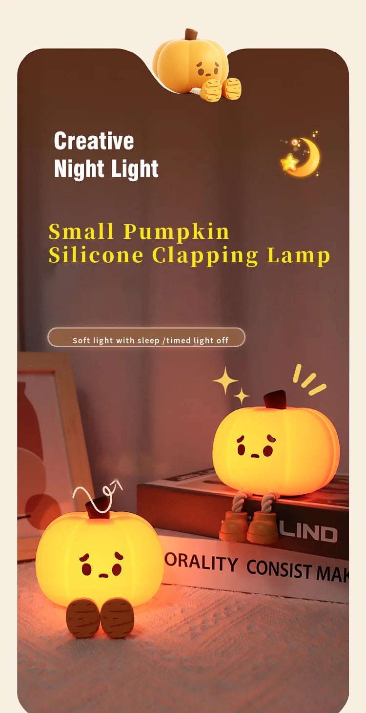 Halloween Little Pumpkin Night Light Silicone Lamp Portable USB Rechargeable Home Decoration