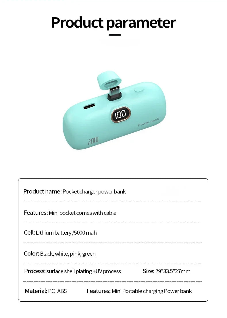 Mini Fast-Charge Wireless Capsule Power Bank